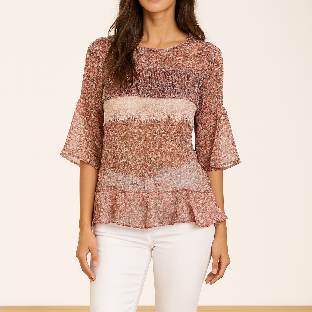 BCBGeneration Mauve Floral Blouse